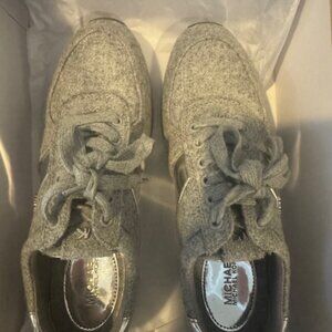 Michael Kors Allie Trainer Shoes - Size 7 (Flannel - Pewter Gray/Silver)